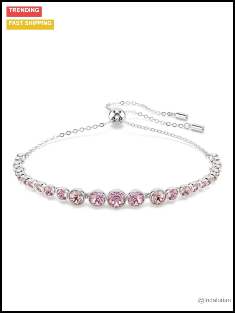 Swarovski Emily Tennis Bracelet Adjustable Bolo Rhodium Finish